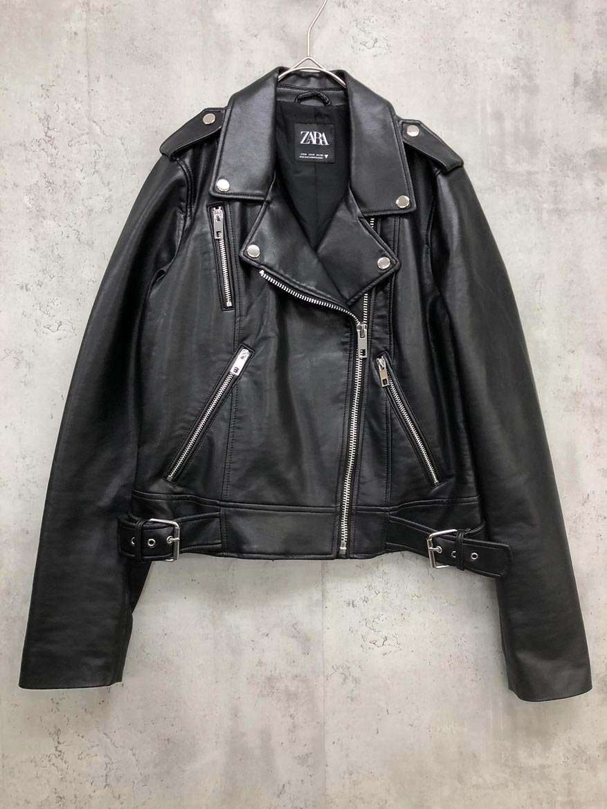 美品 ZARA ザラ ライダース 革ジャン レザー ジャケット sizeM/黒 ■■◎ ☆ fjd0 レディース拍卖
