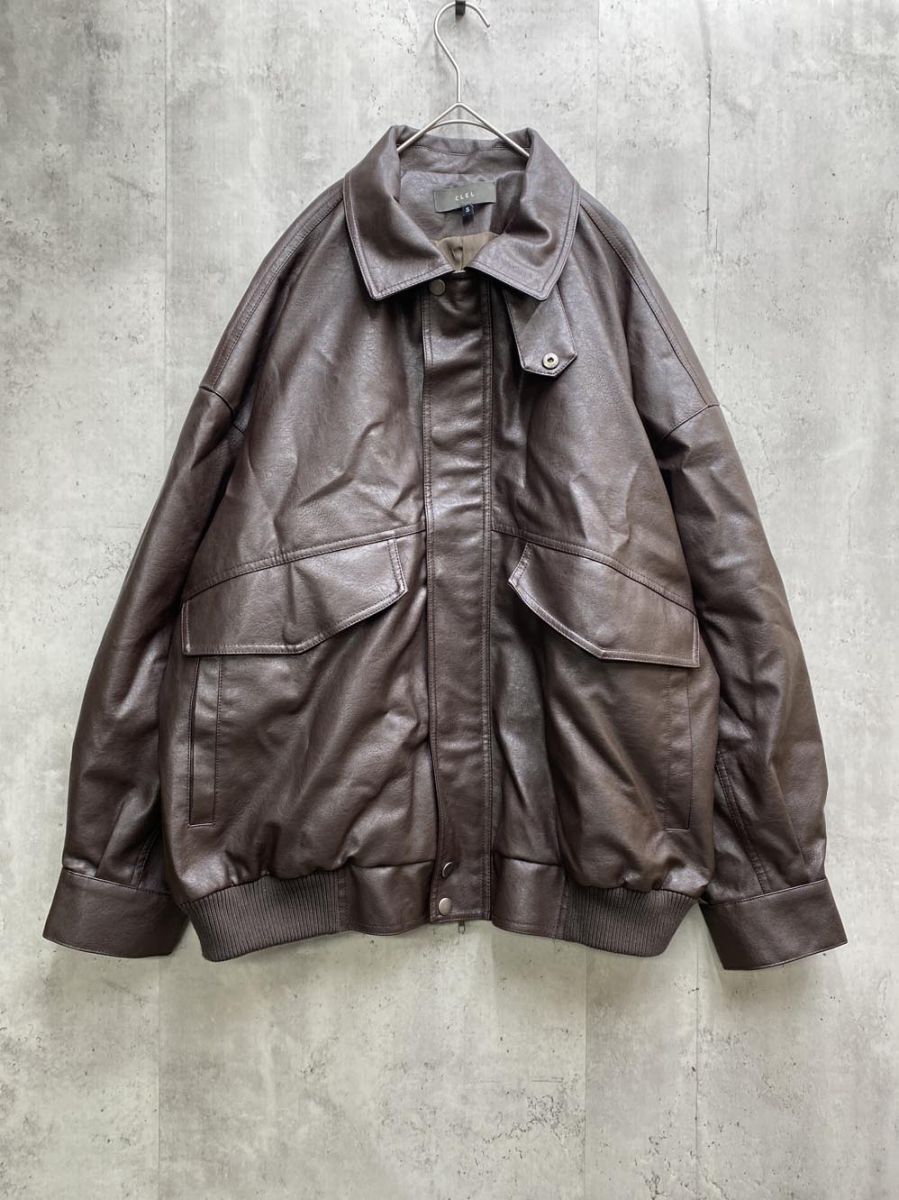 美品 CLEL クレイル CLEjk855 ヴィンテージデザイン合皮ブルゾン ジャケット sizeS/茶 ◆■◎拍卖