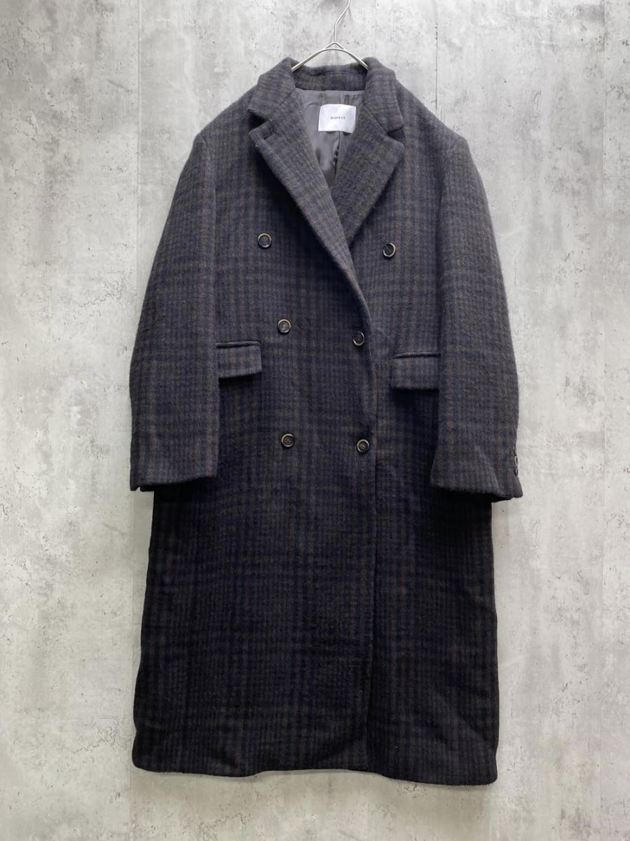 blank03 ブランクゴンサム チェック ウール ピー コート sizeM/茶 ◆■◎拍卖