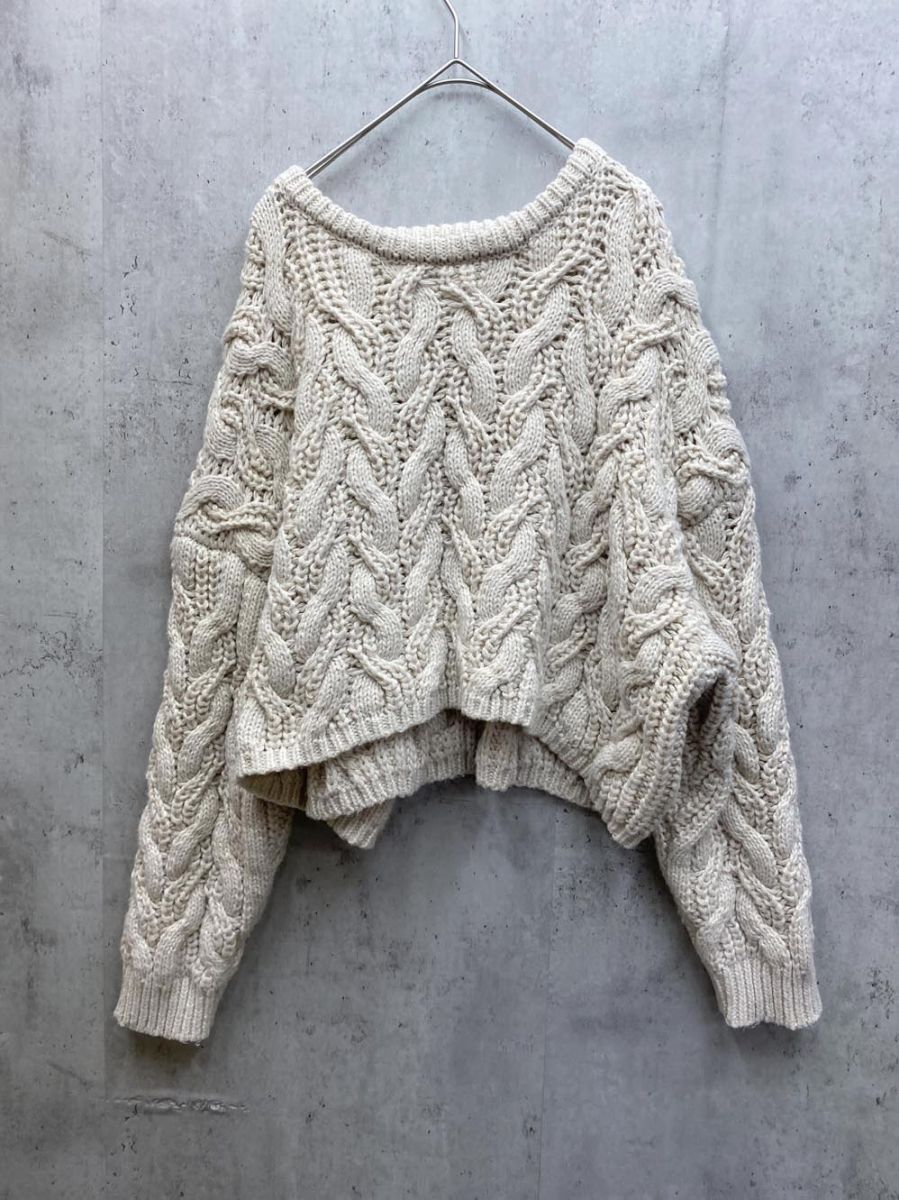 Heather ヘザー HE060500TS ケーブルショート ニット sizeF/ベージュ ◆■拍卖