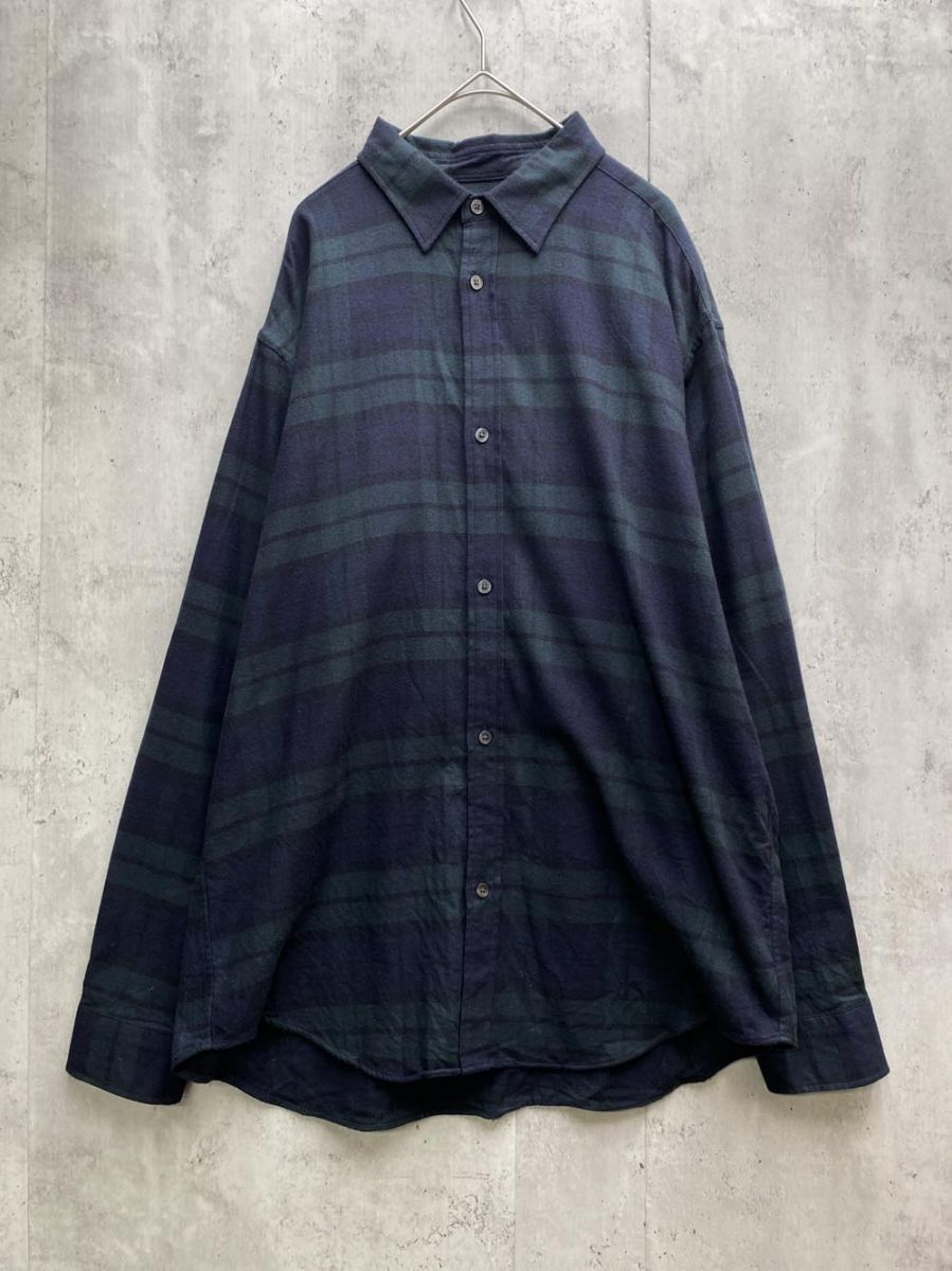 ゆうパケットOK a day in the life アデイインザライフ ユナイテッドアローズ ネル シャツ sizeL/紺x緑 ◇■拍卖
