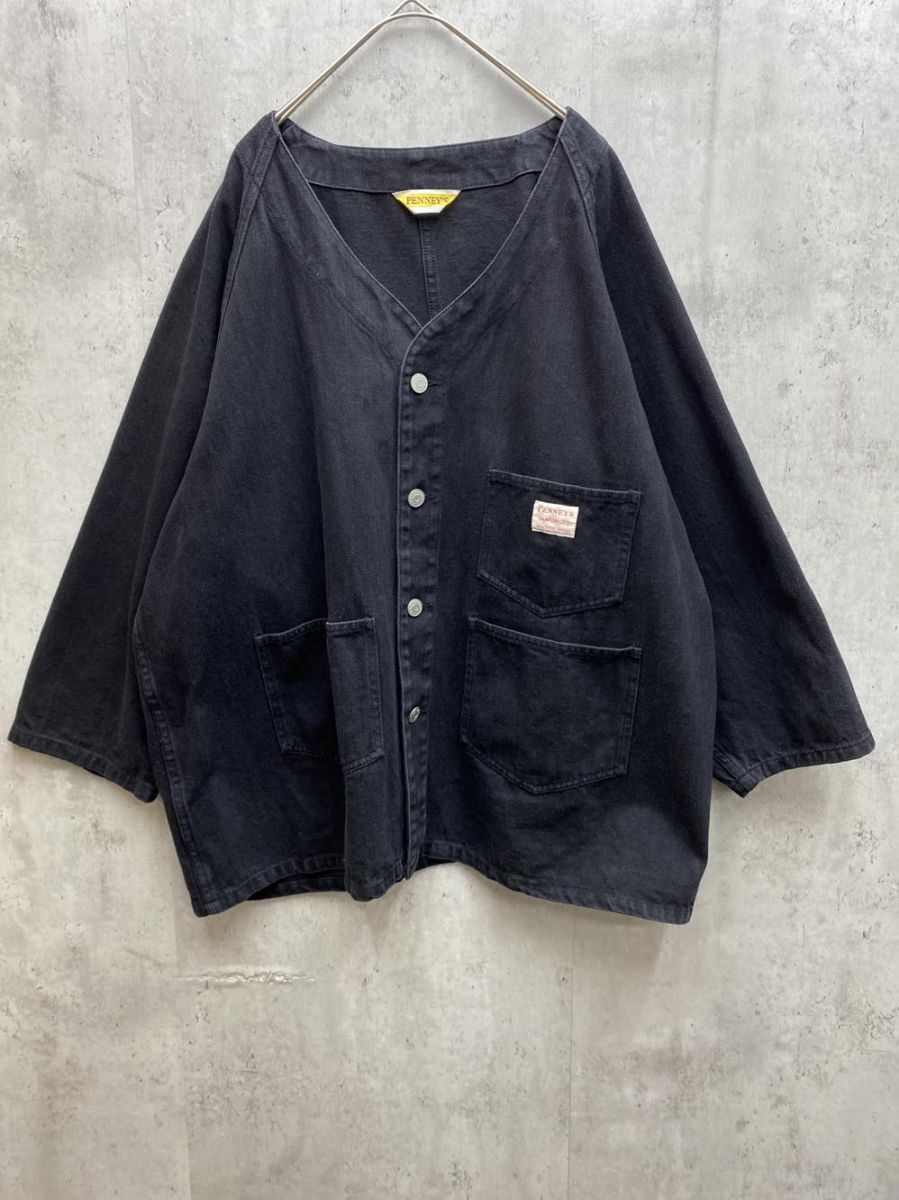 PENNEY’S ペニーズ ノーカラー Gジャン デニム ジャケット 黒 ◇■拍卖