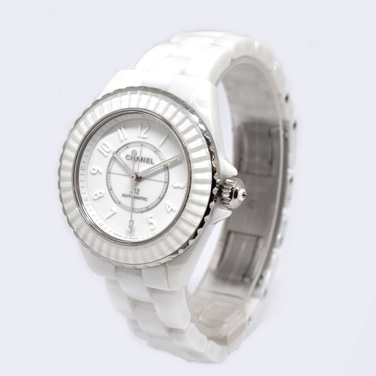 ★仙台★質屋★シャネル J12 H6785 555本限定モデル ホワイト ★腕時計 自動巻き CHANEL ホワイトセラミック シースルーバック 女性用 レ拍卖