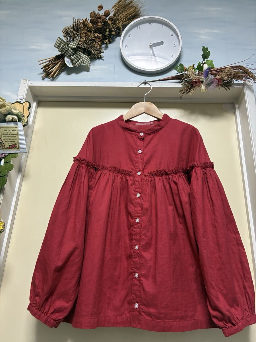 【中古】★訳有り★SUN. VALLEY★素敵な色合いでフリルやギャザーたっぷりのお洒落な揺ったりブラウス★サイズ/M拍卖