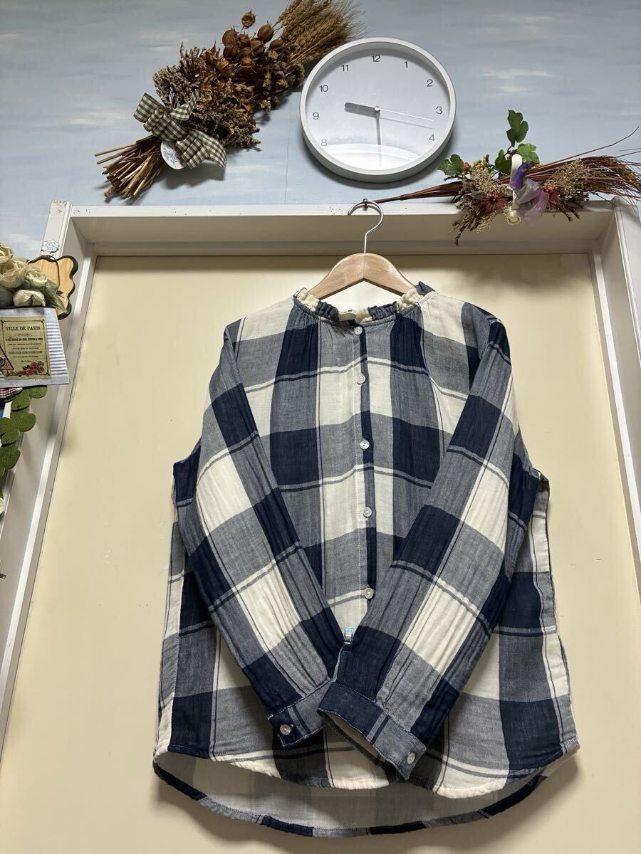 【新品】★小泉アパレル★首周りのフリルやギャザーがお洒落なWガーゼの揺ったりブラウス★サイズ/M拍卖