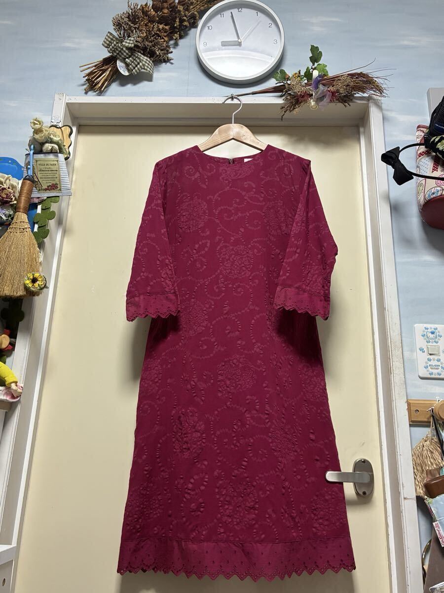 【美品】★HAKKA★素敵な色合いでプリント柄やレースがお洒落なワンピース★サイズ/M拍卖