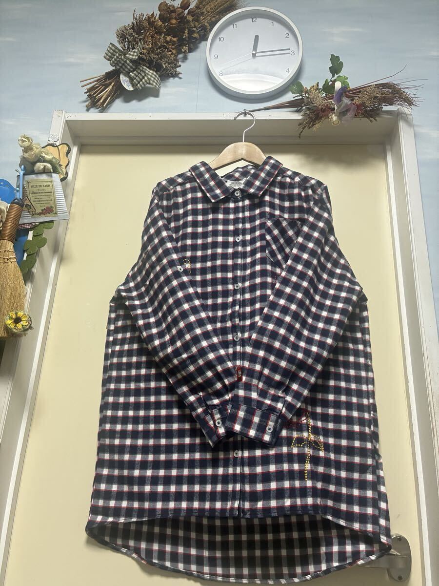 【新品】★scolar(スカラー)★落ち着きのある色合いのチェック柄でお洒落な刺繍入りの揺ったりチュニック丈ワンピース★サイズ/M拍卖