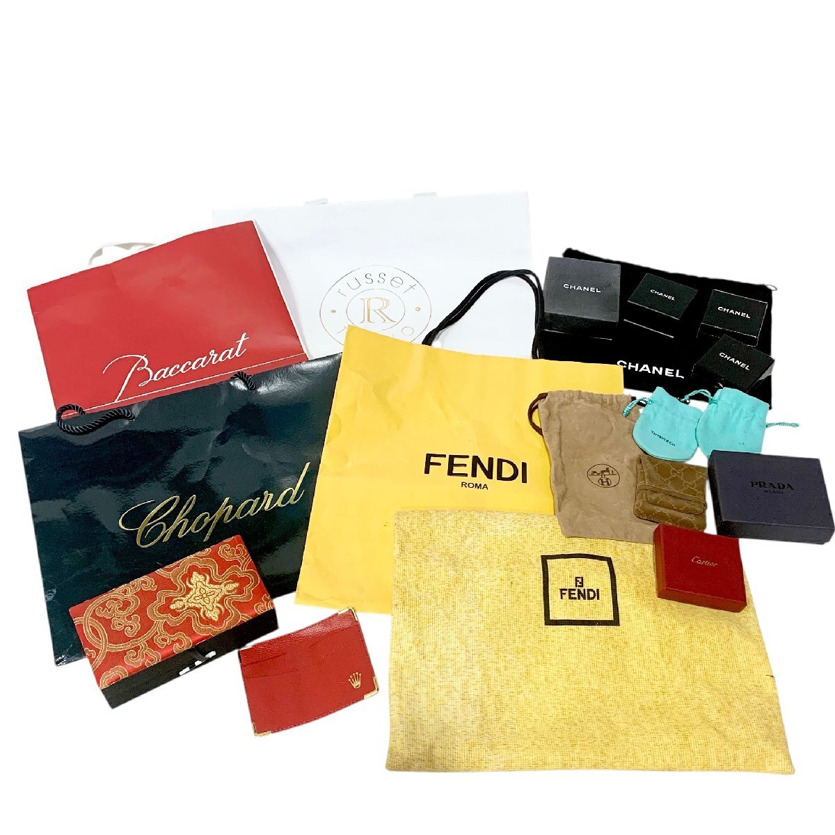 蘇さ(BBY1740) FENDI/CHANEL/PRADA/Cartier/GUCCI 他 空箱 ショッパー ボックス 巾着 アクセサリーケース 他 おまとめ 中古品 100サイズ拍卖