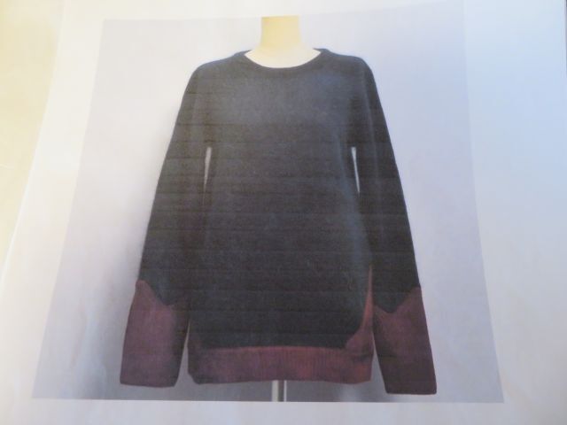 試着のみ(新古品)セレクトSHOP購入 Fine Collection ファインコレクション ニット セーター サイズS ネイビー×ボルドー アンゴラ混拍卖