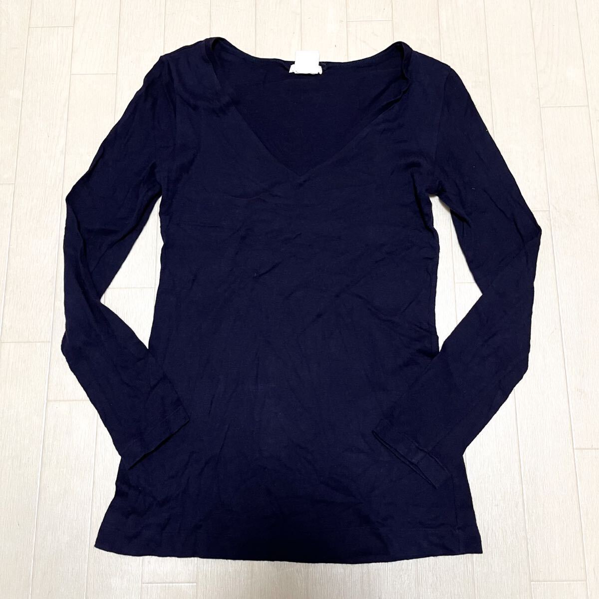 和850★ zucca ズッカ ニット セーター 長袖 薄手 日本製 M ネイビー レディース拍卖