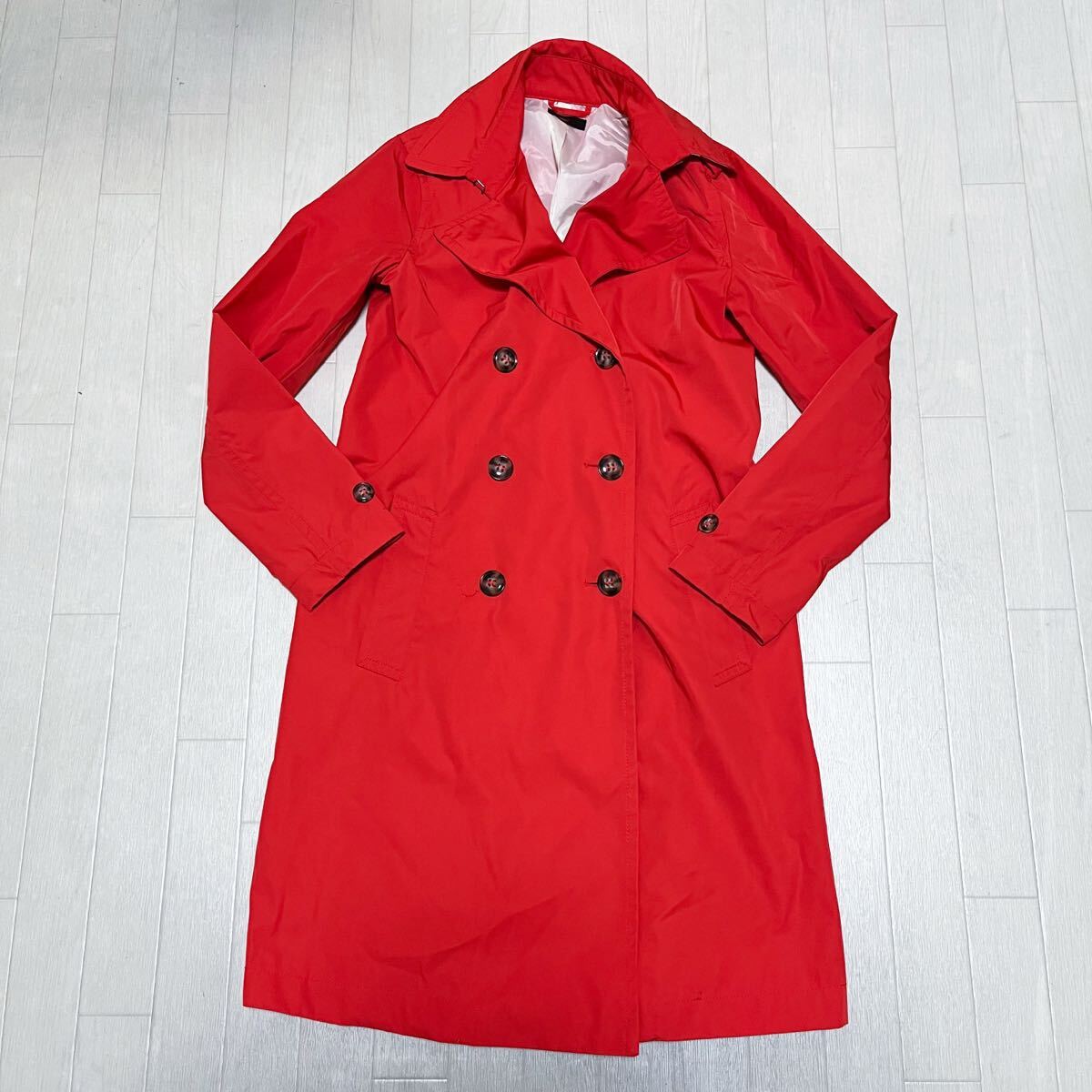 和851★ STILE BENETTON. スタイル ベネトン チェスターコート ロングコート ダブルボタン 38 レッド レディース拍卖