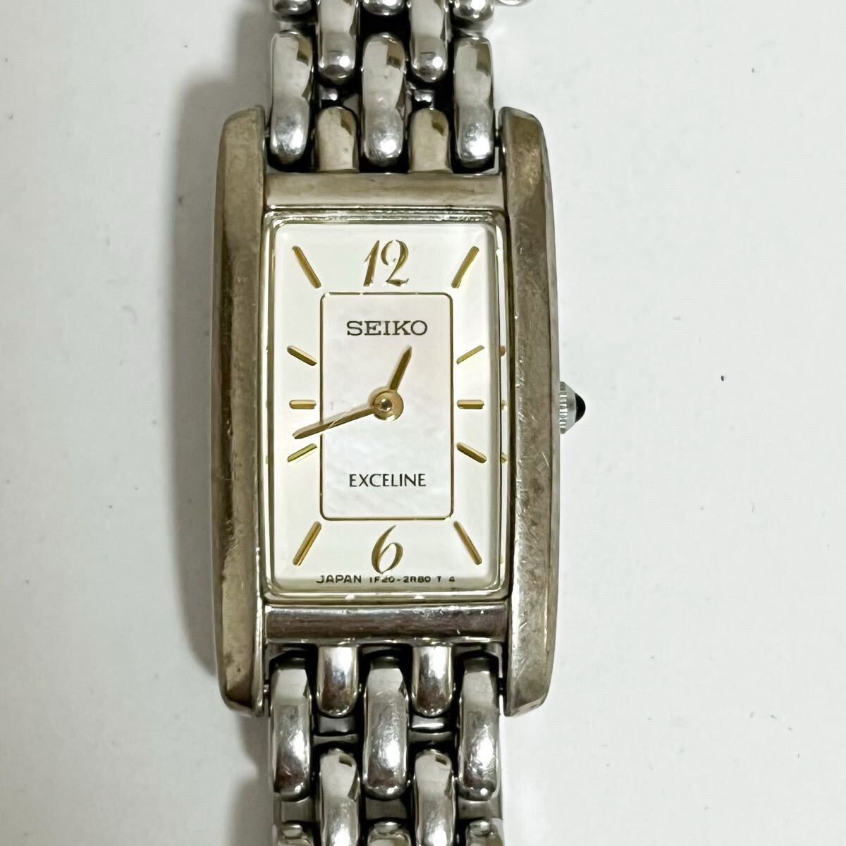 和851A★ SEIKO Exceline セイコー エクセリーヌ クォーツ 腕時計 ウォッチ 2針 1F20-6G60 シェル メタルバンド レディース拍卖