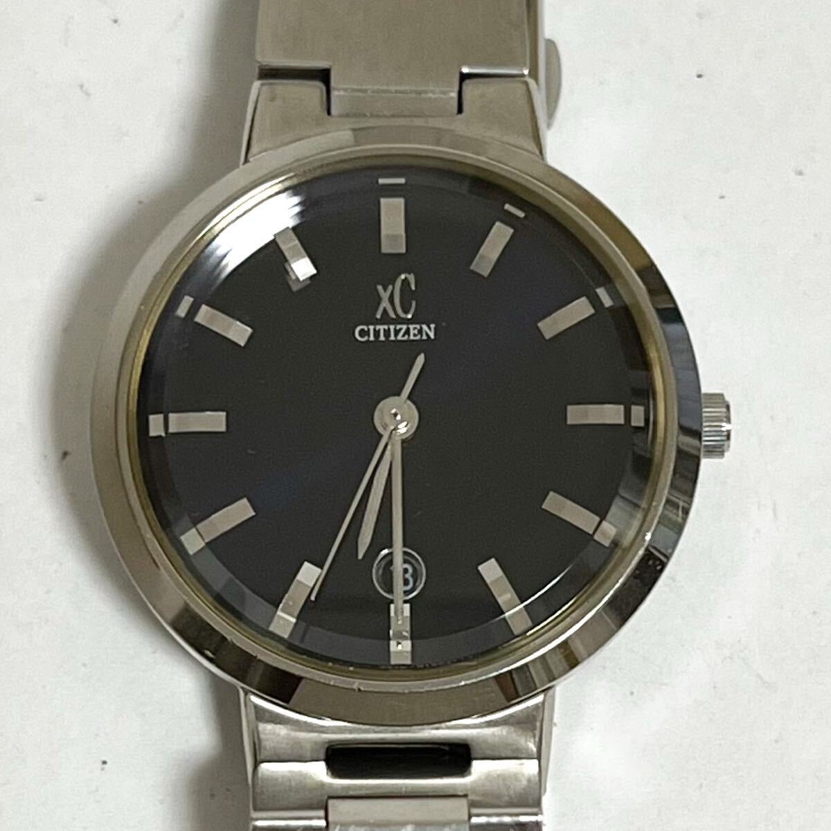 和851A★ CITIZEN XC シチズン クロスシー クォーツ 腕時計 ウォッチ 3針 日付 4613-H07910 ブラック メタルバンド レディース拍卖