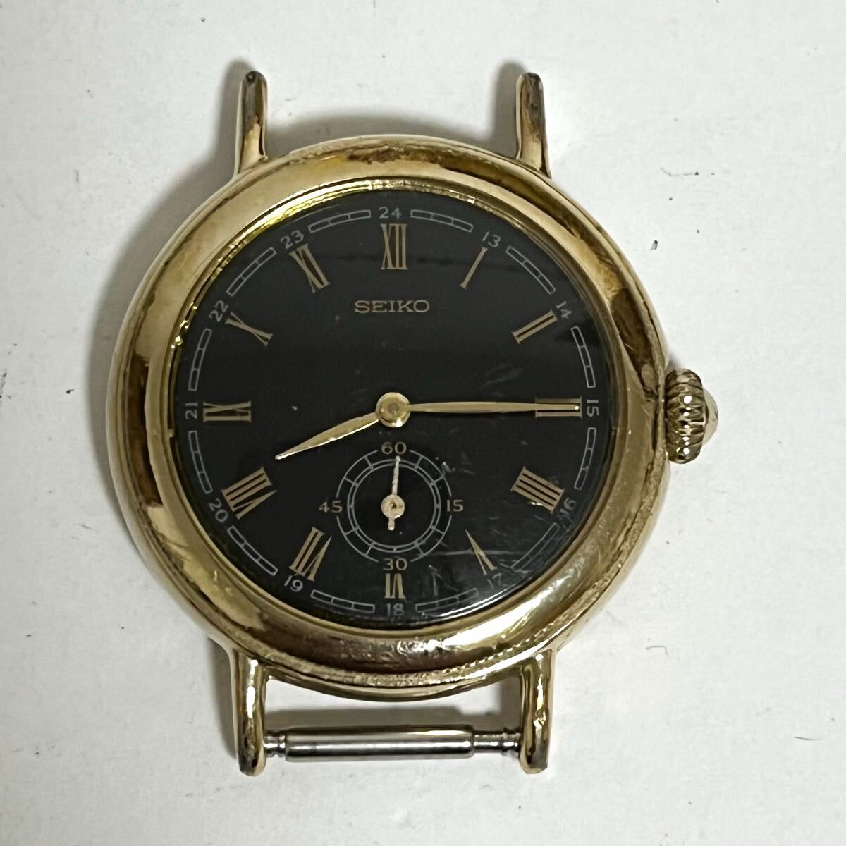 和851A★ SEIKO 2G38-0100 セイコー クォーツ 腕時計 ウォッチ 2針 スモセコ ブラック ゴールド レディース フェイスのみ拍卖