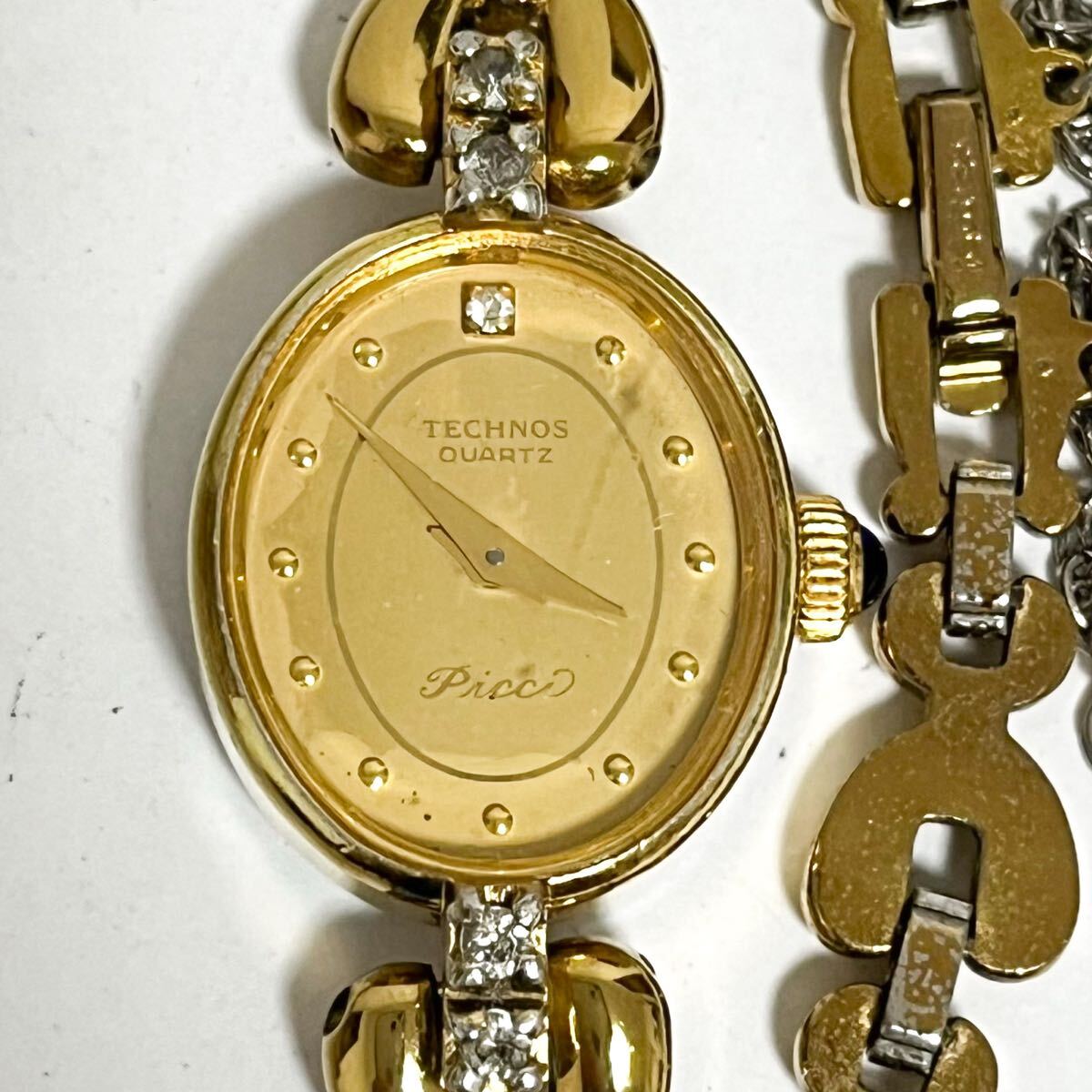 和851A★ TECHNOS テクノス クォーツ 腕時計 ウォッチ 2針 ゴールド メタルバンド レディース 1709030拍卖