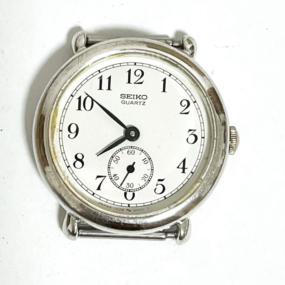和851A★ SEIKO セイコー クォーツ 腕時計 ウォッチ 2針 スモセコ ホワイト シルバー レディース 1428-0010 フェイスのみ拍卖
