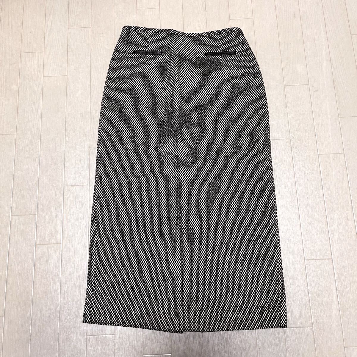 和852★ TALBOTS COLLECTION タルボット コレクション タイトスカート ロングスカート スリット 4 ホワイト ブラウン レディース拍卖