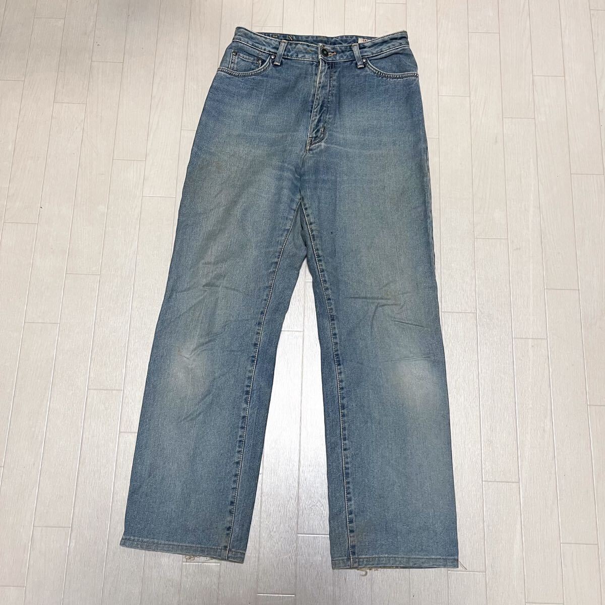 和853★ SOMETHING EDWIN サムシング エドウィン デニムパンツ ジーンズ ボトムス ジップフライ 32 ブルー レディース拍卖