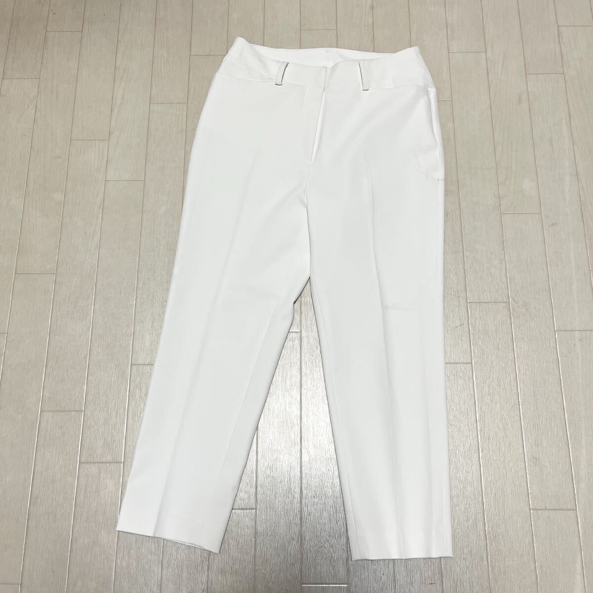 和853★③ Leilian レリアン スリム カジュアルパンツ ボトムス 7 ホワイト レディース拍卖