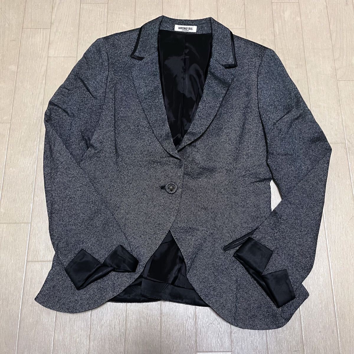 和853★ HIROKO BIS ヒロコビス テーラードジャケット デザインジャケット 1ボタン 9 ネイビー ブルー レディース拍卖