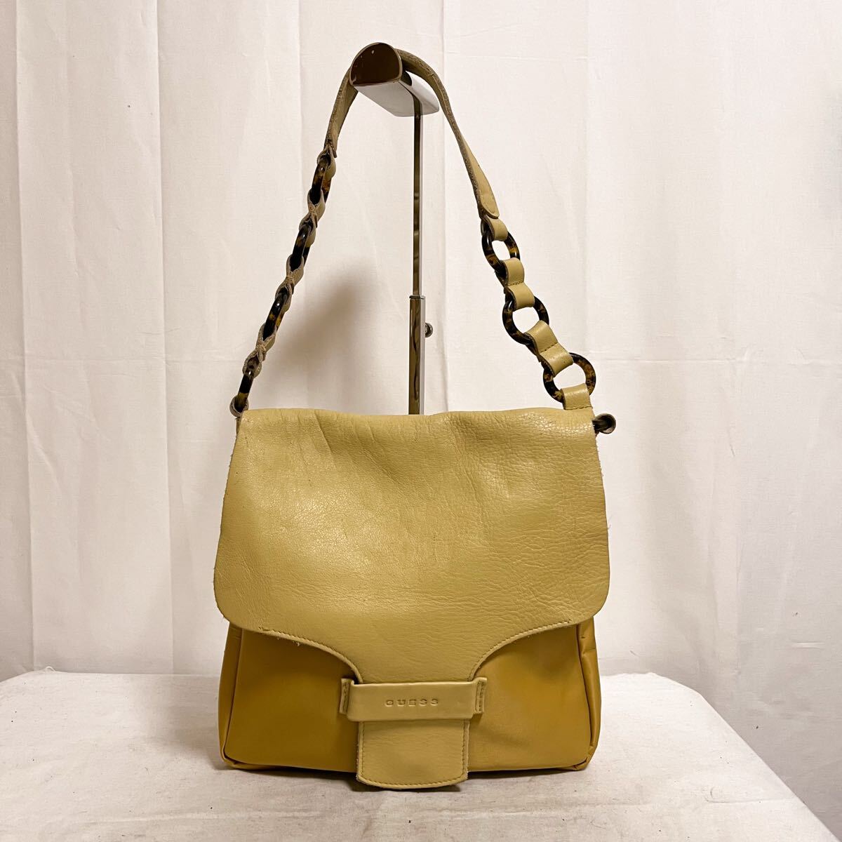 和862★ GUESS ゲス トートバッグ 肩掛けバッグ 切替 ベージュ ゴールド レディース拍卖