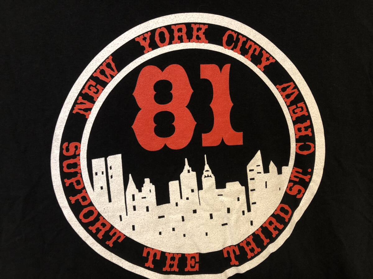 81 HELLS ANGELS NEW YORK branch Tシャツ 半袖 サイズM ブラック マンハッタンモーターサイクルギャングバイカーハーレーダビットソンレア拍卖