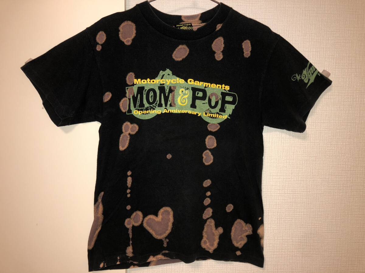 MOM&POP IGNITION45 Tシャツ 半袖 サイズM タイダイ ブラック ハーレーダビッドソン バイカー ビンテージ USED古着 即決拍卖