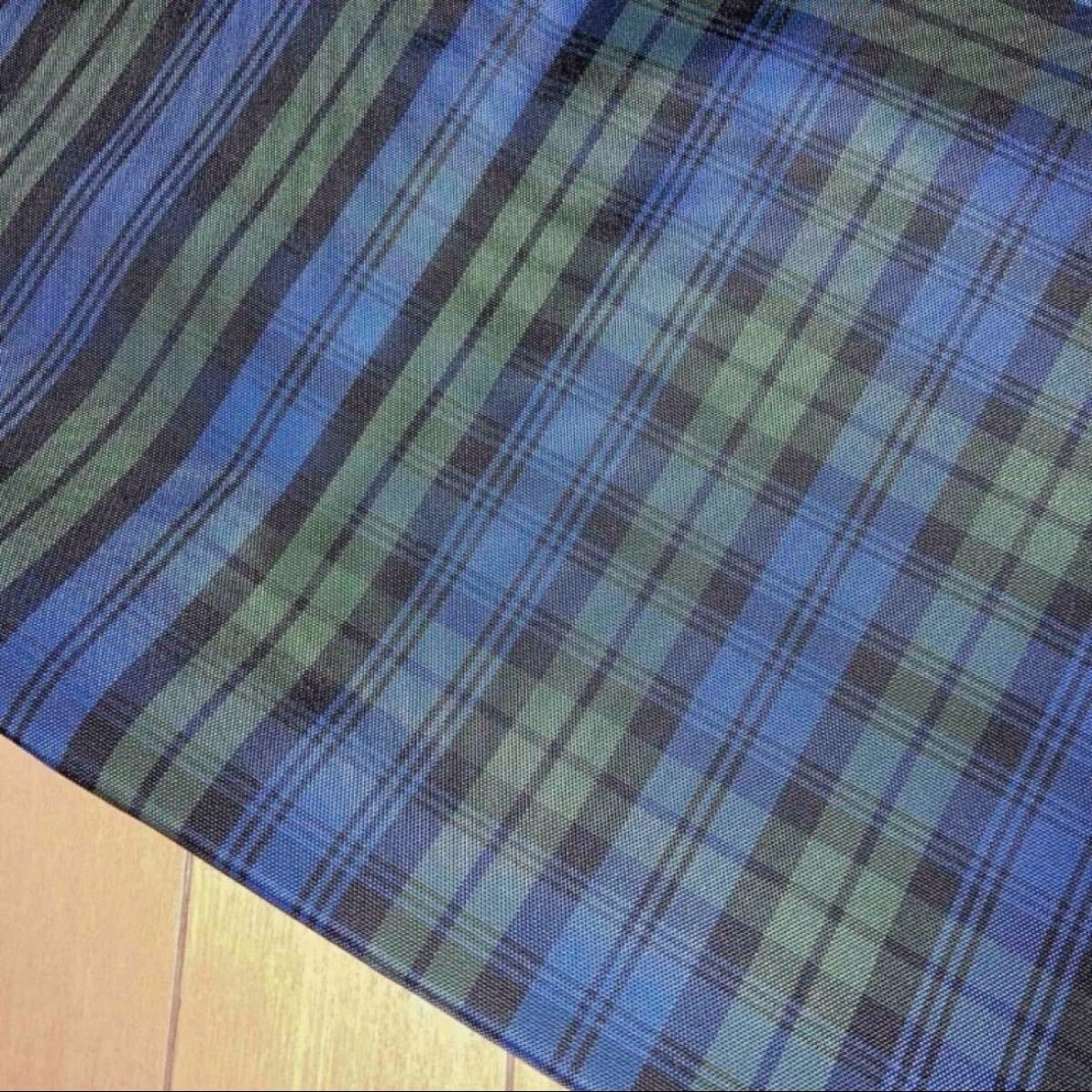 ナイロン メッシュ生地 タータンチェック 青×緑×黒 120cm拍卖