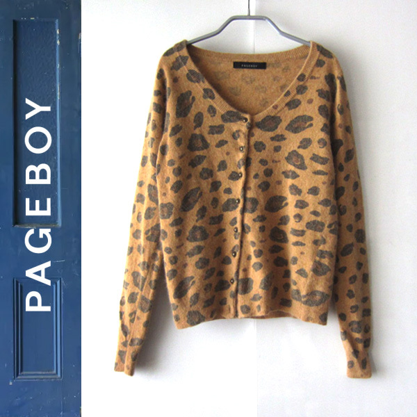 PAGEBOY/ページボーイ★  ヒョウ柄 アンゴラウール カーディガン M拍卖