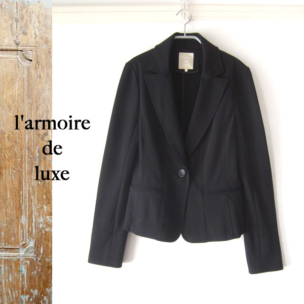 美品 l'armoire de luxe★ レース付 テーラードジャケット 黒拍卖