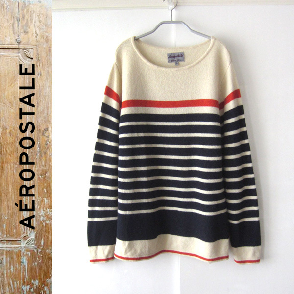美品 AEROPOSTALE/エアロポステール★ ボーダー ニットセーター L拍卖