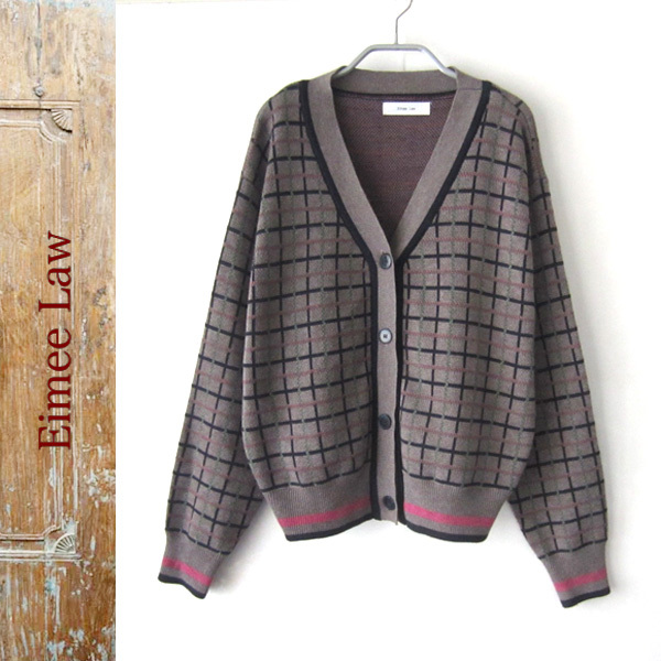 美品 Eimee Law/エイミーロウ★  チェック ニットカーディガン拍卖