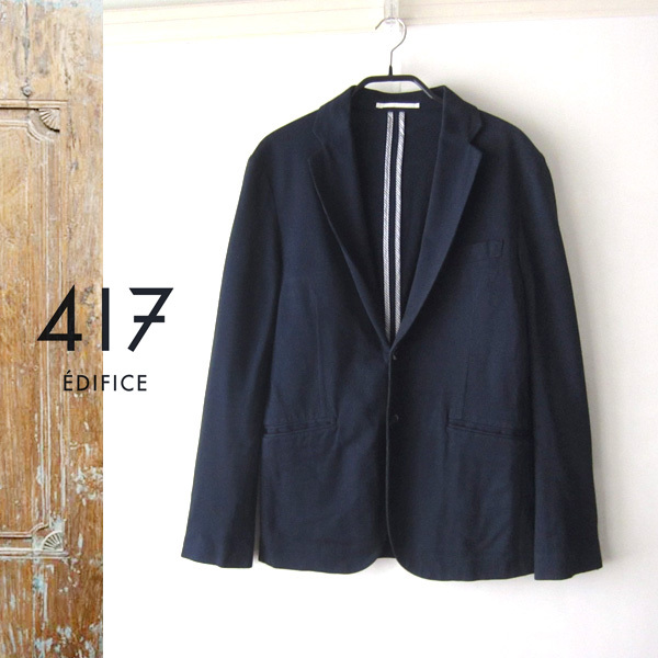 美品 417 EDIFICE/フォーワンセブンエディフィス★ テーラードジャケット ネイビー S拍卖