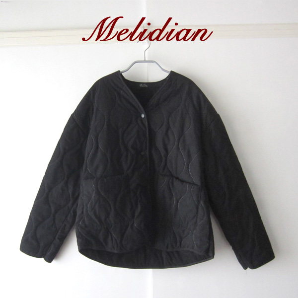 美品 Melidian/メリディアン★ ベロア キルティングジャケット 黒拍卖