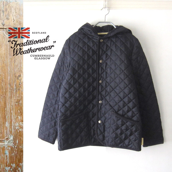 美品 Traditional Weatherwear★ キルティングジャケット パーカー ネイビー拍卖