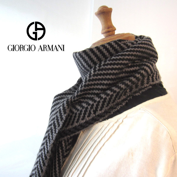 GIORGIO ARMANI/ジョルジオアルマーニ★ ストライプ ウールストール拍卖
