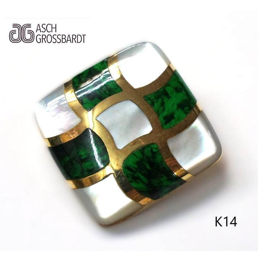 【良品】ASCH GROSSBARDT アッシュグロスバード K14 モザイク 象嵌細工 ペンダントトップ【送料無料】拍卖