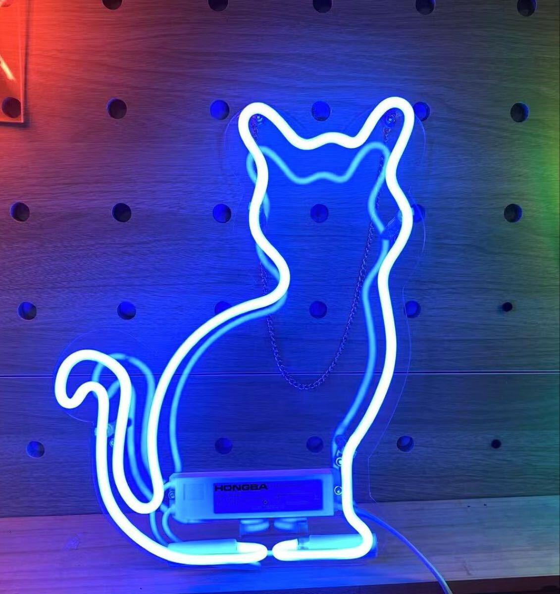 オーダー ネオンサイン 猫シルエット ブルーガラス製 インテリア オリジナル 存在感抜群 LED看板 雰囲気作り 壁掛け 看板 ネオンライト拍卖