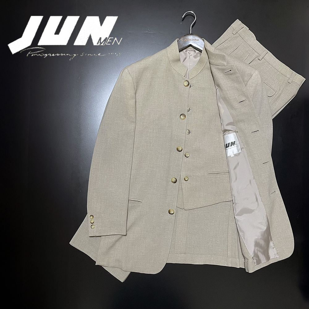 超美品!90sヴィンテージ 日本製 ジュンメン【JUN MEN】ウール100% マオカラー 3ピース セットアップスーツ L拍卖