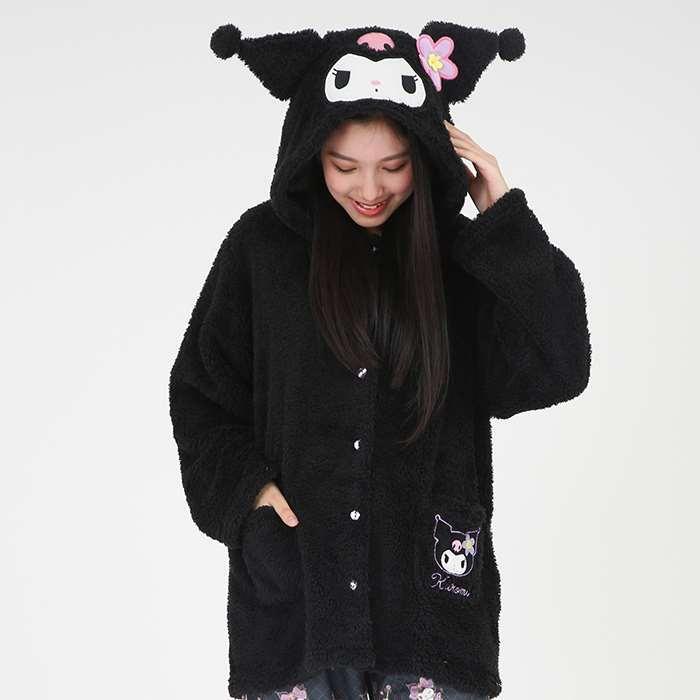 新品64547 クロミ 黒 なりきりガウン フード付き ルームウエア 冬用 M~Lサイズ SAZAC サザック SAN-1872 サンリオ 拍卖