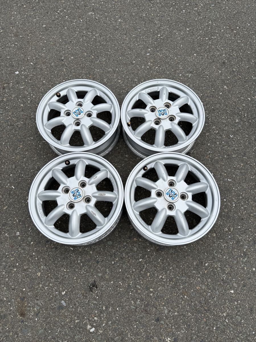 MINILITE ミニライト14インチ 4.5J 4穴PCD 100 オフセット45 中古アルミホイール4本セット 拍卖