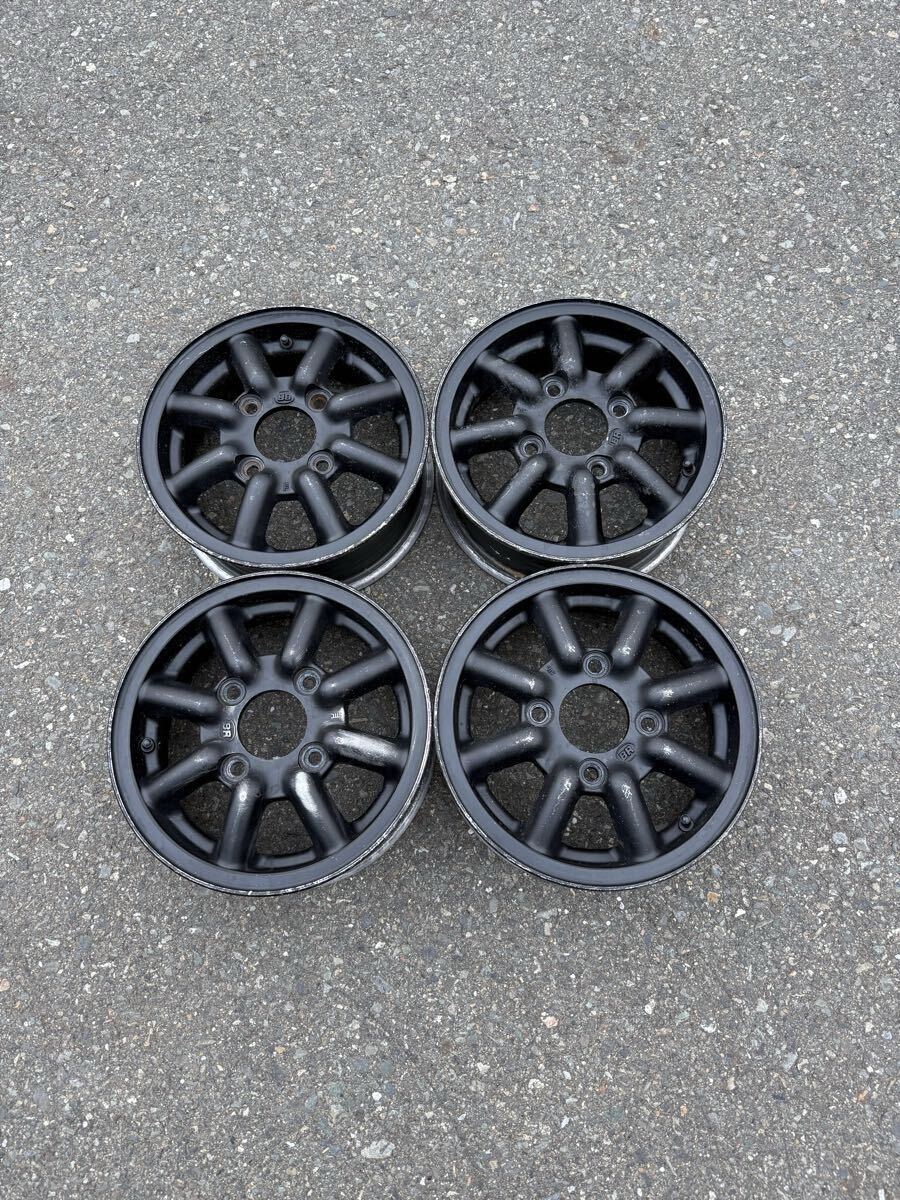 ブラックレーシング BR 12インチ 4.5J 4穴PCD114.3オフセット+45 中古アルミホイール4本セット拍卖