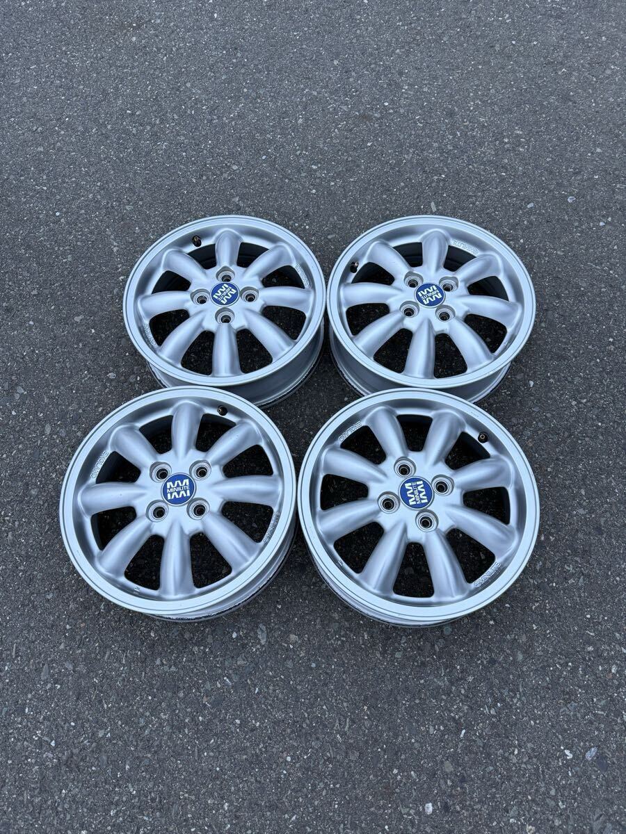 MINILITE ミニライト ダイハツ 中古アルミホイール4本セット 15インチ4.5J 4穴PCD 100 オフセット+45 拍卖