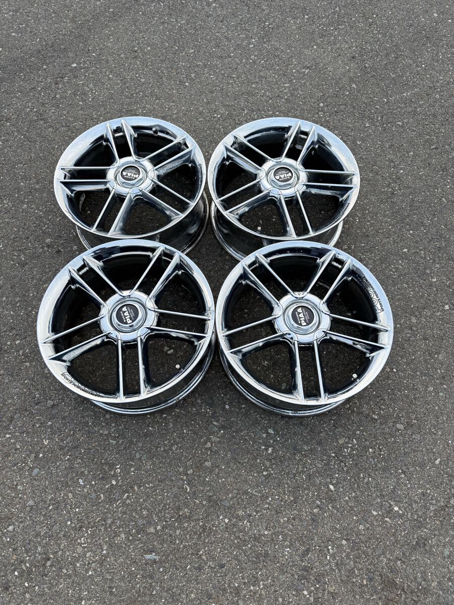 RACING PIAA 中古アルミホイール4本セット 17インチ7J 4穴&5穴PCD114.3オフセット+43 メッキ拍卖