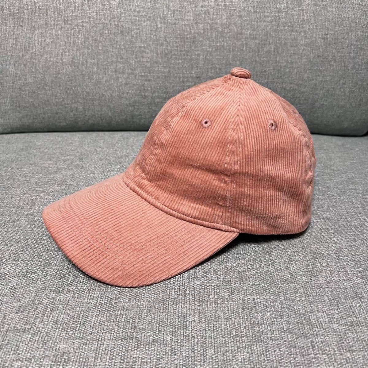 未使用品! ピンク コーデュロイ キャップ 帽子 頭囲約58cm 調節可能拍卖