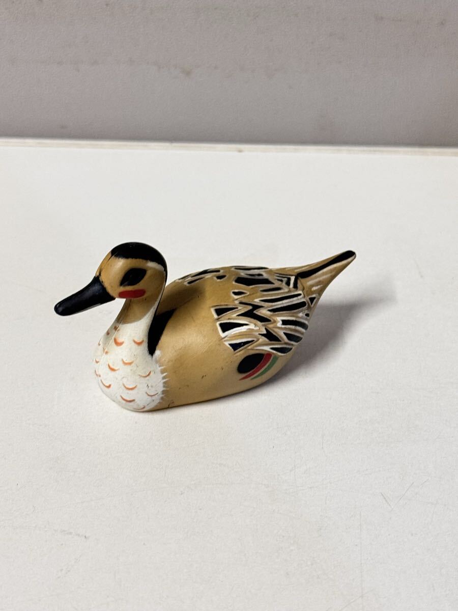 カルガモ 鉛筆削り えんぴつ削り カモ 鴨 鳥 木製 置物 文房具拍卖