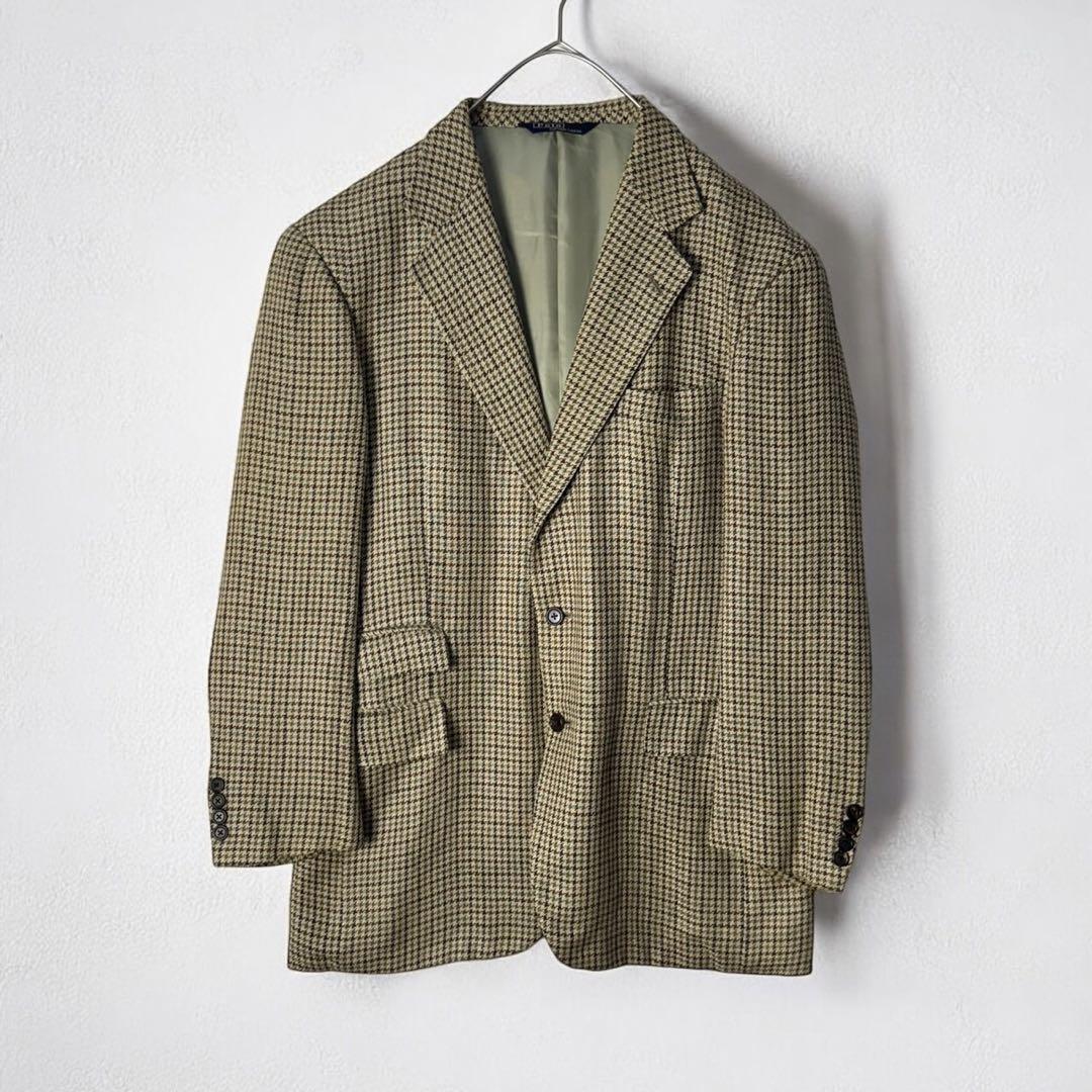 ポロ ラルフローレン テーラードジャケット リネン シルク 千鳥格子 古着拍卖