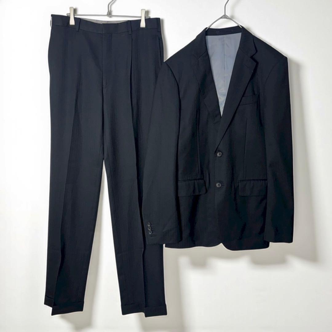 タケオキクチ スーツ セットアップ ストライプ シングルボタン ウール ブラック拍卖