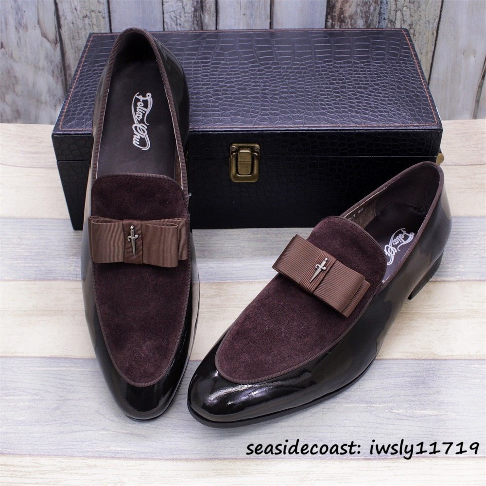 最高級★ビジネスシューズ メンズ ローファー スリッポン本革 レザーシューズ 職人手作り ドレスシューズ紳士靴 牛革 革靴 ブラウン 27.5cm拍卖