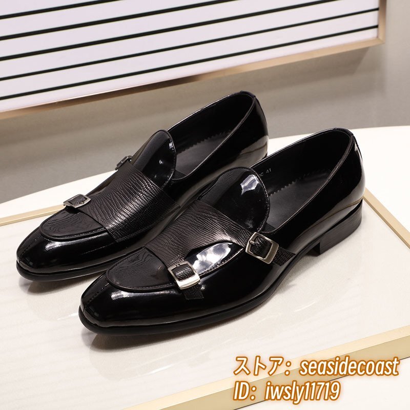 定価9万◆最高級 ビジネスシューズ 新品 メンズ 手作り 本革 ローファー スリッポン 個性 レザーシューズ 牛革通勤 結婚式 ブラック 24.5cm拍卖